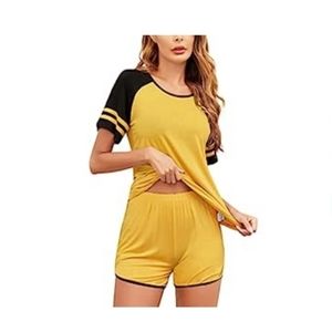 Ekouaer Women's Pajamas Set O-Neck Short Sleeve Tops with Pants Soft Sleepwear